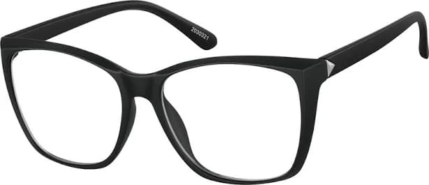 Zenni Women's Square Glasses Black Plastic Full Rim Frame, Universal Bridge Fit, Extended Fit, Custom Engraving, Blokz Blue Light Glasses, 2030321