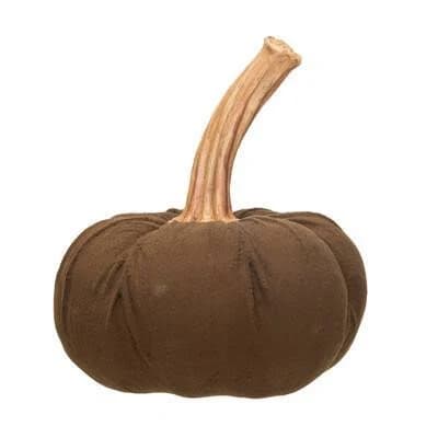 Creative Co-op Large Flocked Resin Pumpkin with Stone Powder