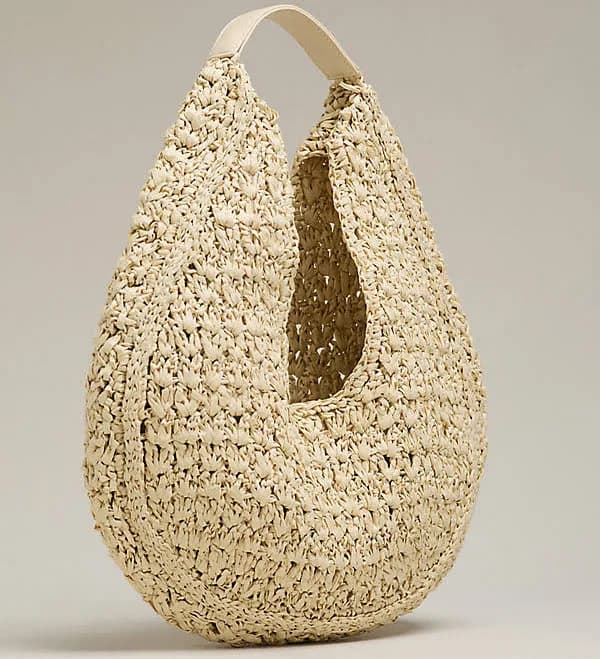 Anthropologie Large Raffia Slouchy U-Shaped Bag