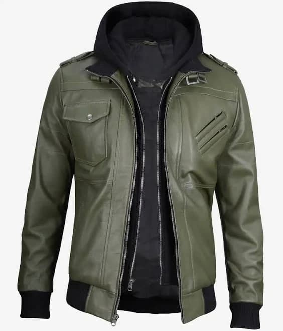 Men's Leather Bomber Jacket