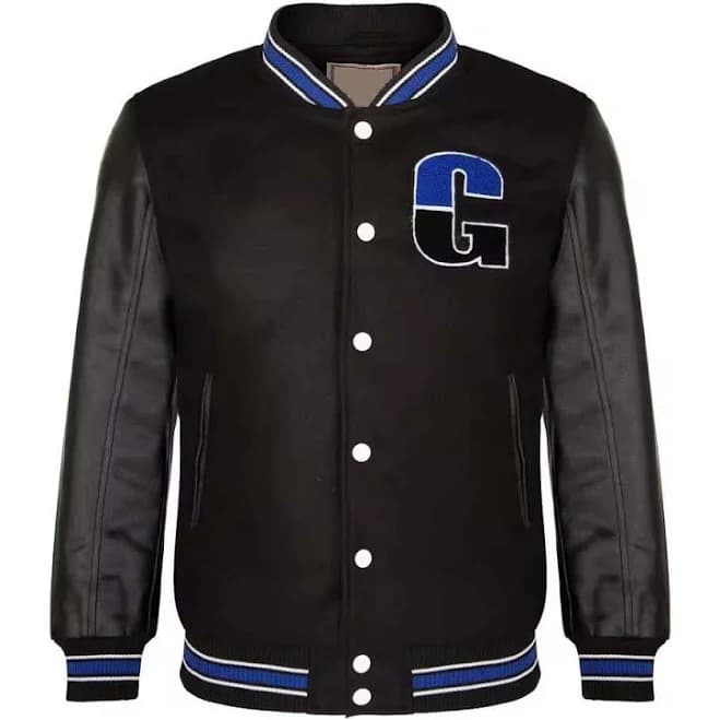 Personalized Leather Varsity Jacket with Embroidered Letter Patch
