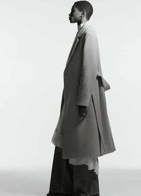 H&M Ladies Wool-Blend Tie-Belt Coat