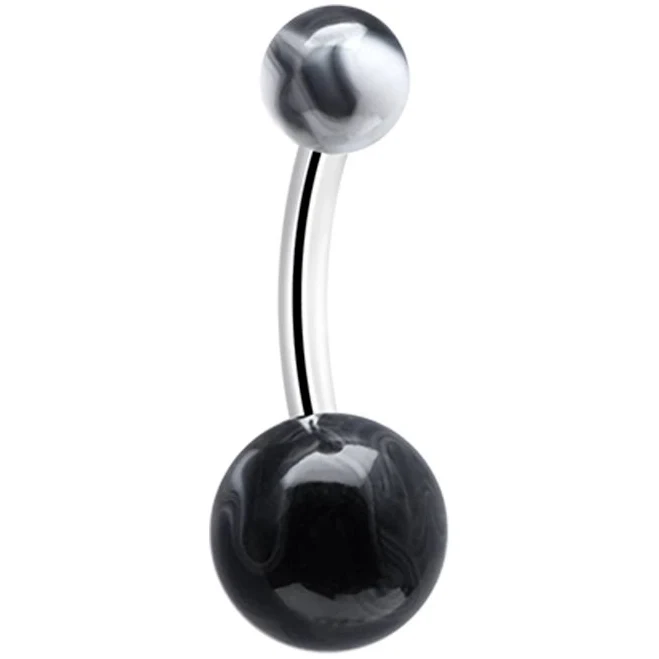 Surgical Steel Belly Button Ring with Acrylic Balls