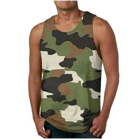 Men's Sleeveless Camouflage Cotton Tank Tops
