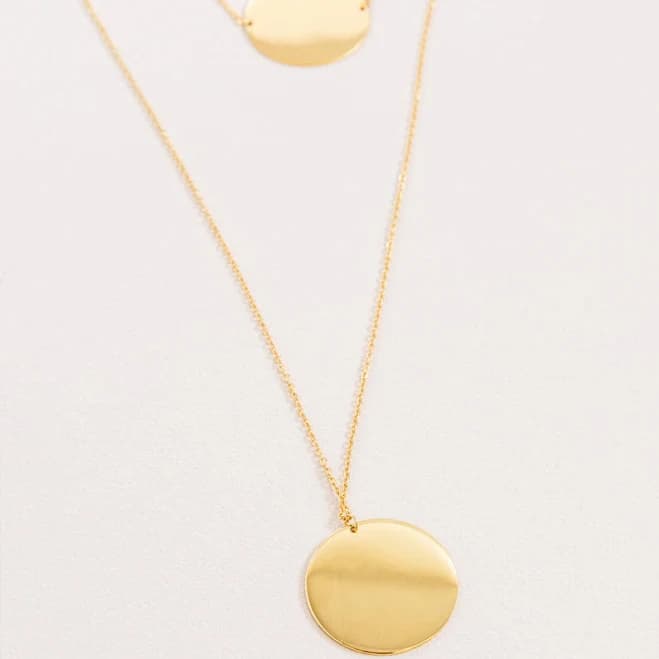14K Gold Disc Layered Necklace
