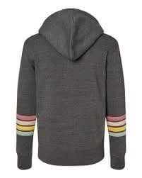 MV Sport Women's Striped Sleeves Full-Zip Hooded Sweatshirt W22732 - Charcoal - 2XL