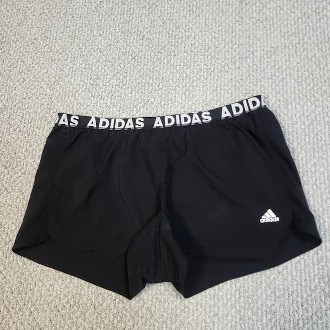 Adidas Black Athletic Shorts With Logo Waistband And Inner Tag Size Xl