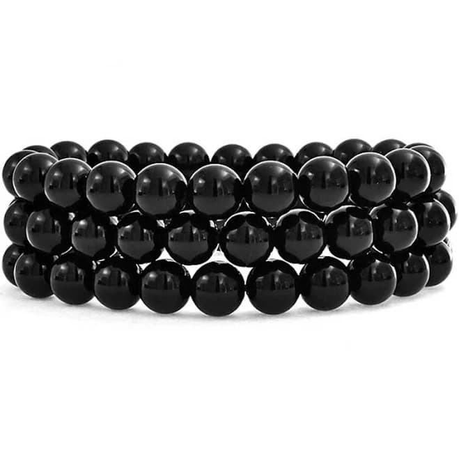 Bling Jewelry Round Black Onyx Stackable Stretch Bracelet