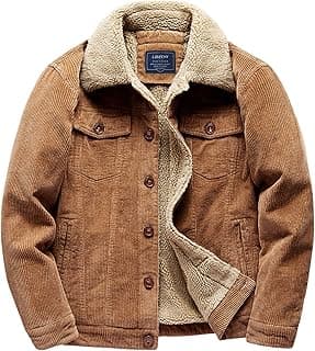 Men's Corduroy Sherpa Lined Trucker Jacket Thickened Warm Winter Coats