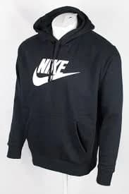 Nike Men's Hoodie Sportswear Club Fleece Hoodie Black White Logo BV2973