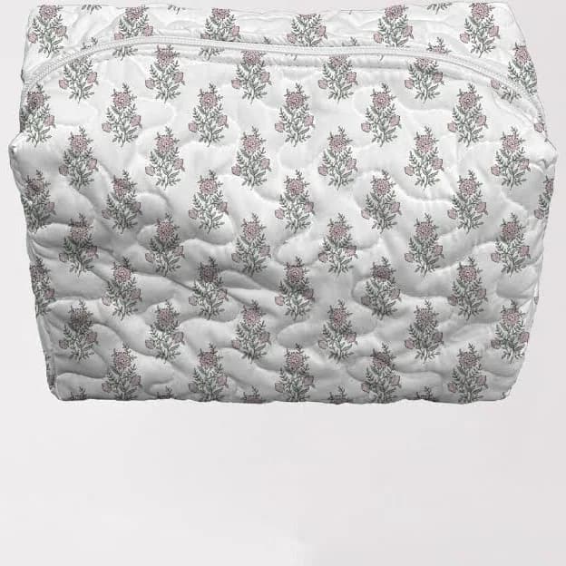 Claire Blue Quilted Makeup Bag