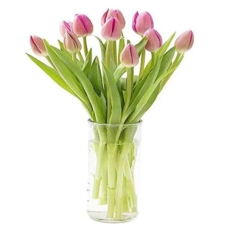 Kabloom Valentine's Day Collection Bouquet of Fresh Pink Tulips with Vase