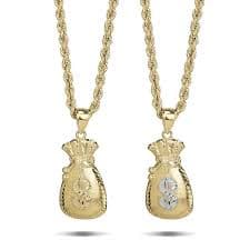 10k Solid Gold Money Bag Pendant Necklace: Lucky Charm Jewelry - Etsy