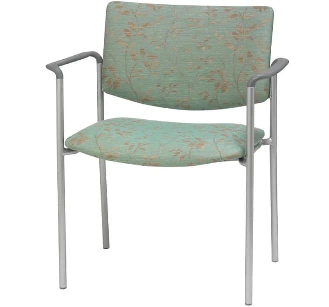 Upholstered Back Guest Chair with Arms Iron Fabric with Black Frame and Arms Faux Leather Office Reception Stackable Heavy Duty Ergonomic