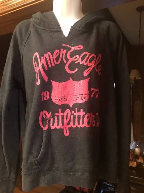 American Eagle Outfitters Charcoal Long Slv Hoodie Sweatshirt Pink