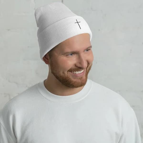 Christian Cross Cuffed Beanie