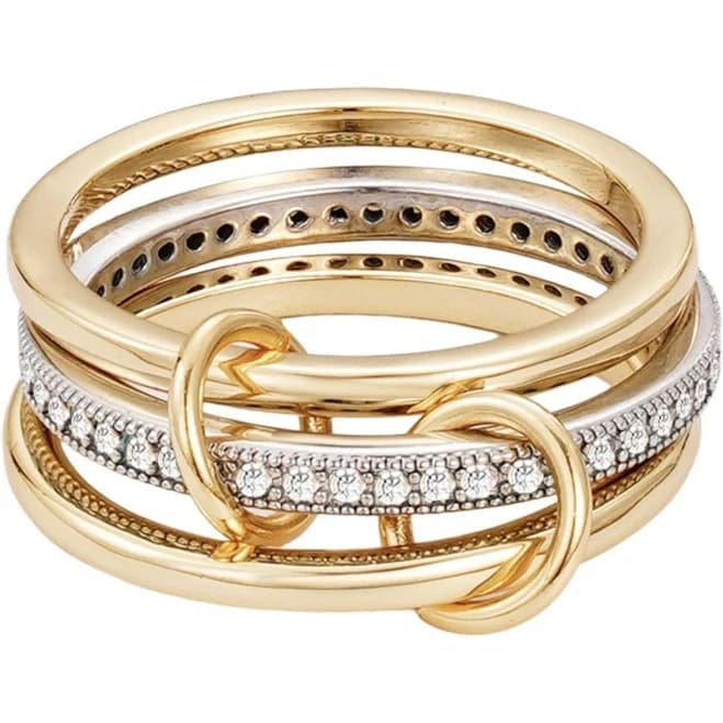 Adornia Connected 3-Piece CZ Ring Stack in 14K Gold and Silver Plated