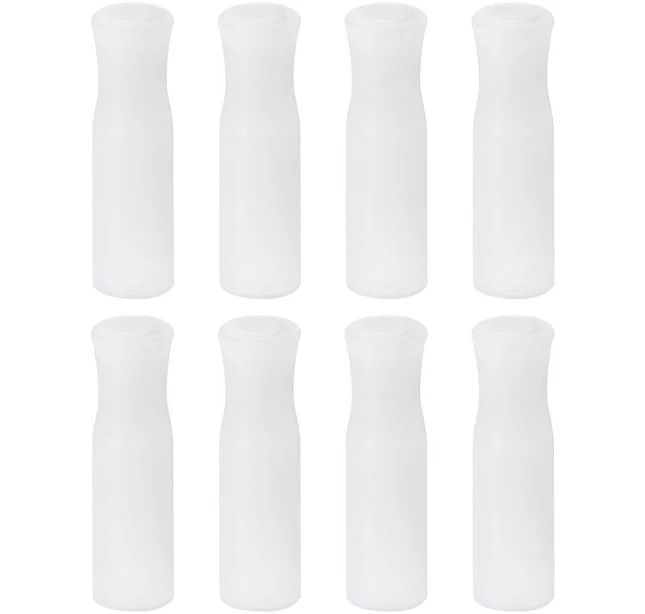 8pcs Silicone Straw Tips, Metal Straw Covers, Fit for 1/4 Inch OD Stainless Steel Straws, White