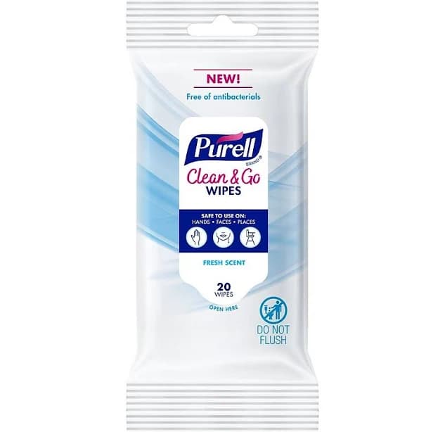 PURELL Clean & Go Cleaning Wipes Fresh Scent 20 Count Travel Pack
