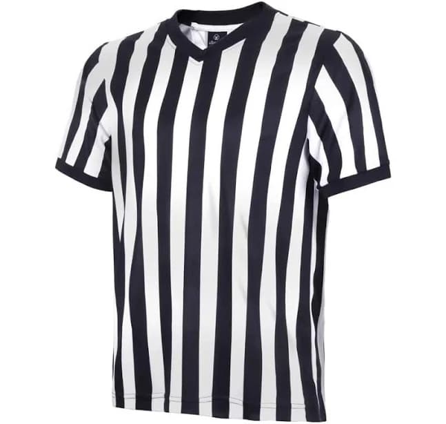 Allentian Men's Pro-Style V-Neck Stripe Referee Shirt