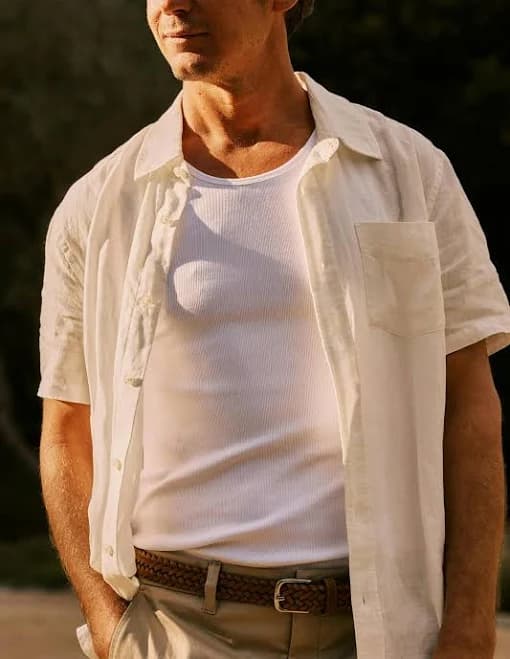 Flint and Tinder Men's Ribbed Tank in White, Size L, Breathable, Cotton