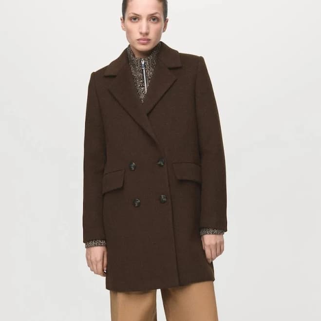 MANGO Women's Double-Breasted Wool Blend Coat