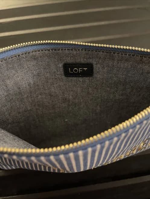 Loft Cosmetic Bag Bon Voyage Blue White Stripes