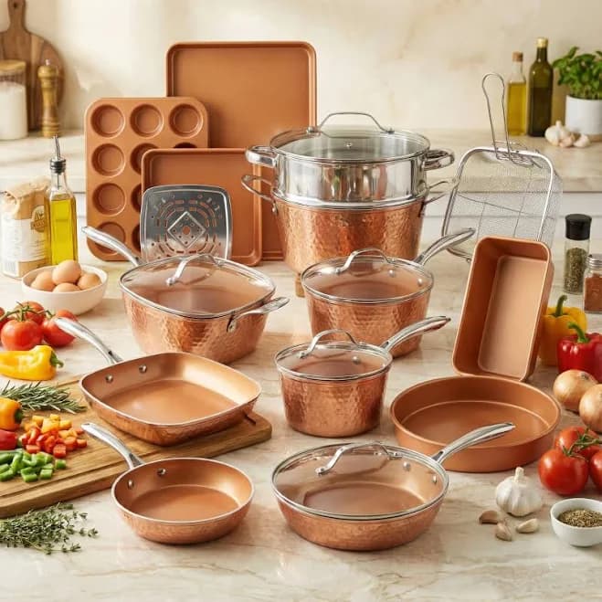 Gotham Steel Hammered 20 Pc. Ceramic Cookware Set