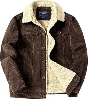 Men's Corduroy Sherpa Lined Trucker Jacket Thickened Warm Winter Coats