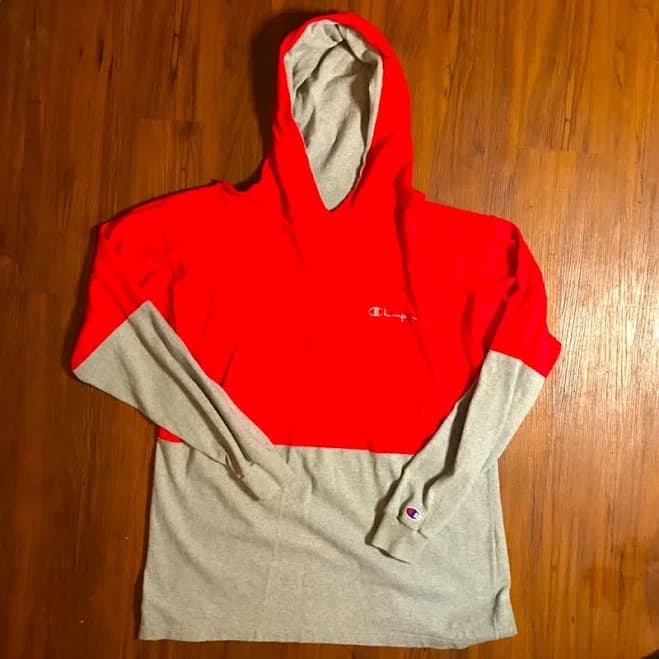 Champion Shirts | Vintage 90s Champion Hoodie Sweatshirt Colorblock | Color: Gray/Red | Size: L | Grail_Company's Closet