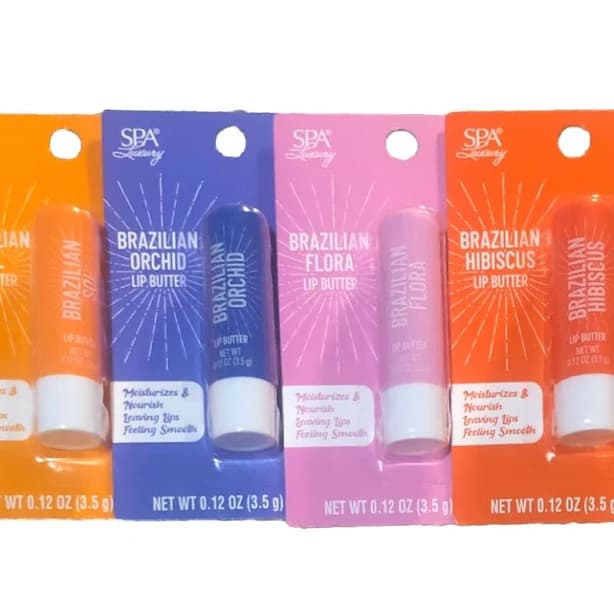 Spaluxury Bath, Skin & Hair | Spa Luxury Lip Butter Brazilian Hibiscus, Flora, Orchid & Brazilian Sol Set Of 4 | Color: Blue/Orange | Size: Osbb |