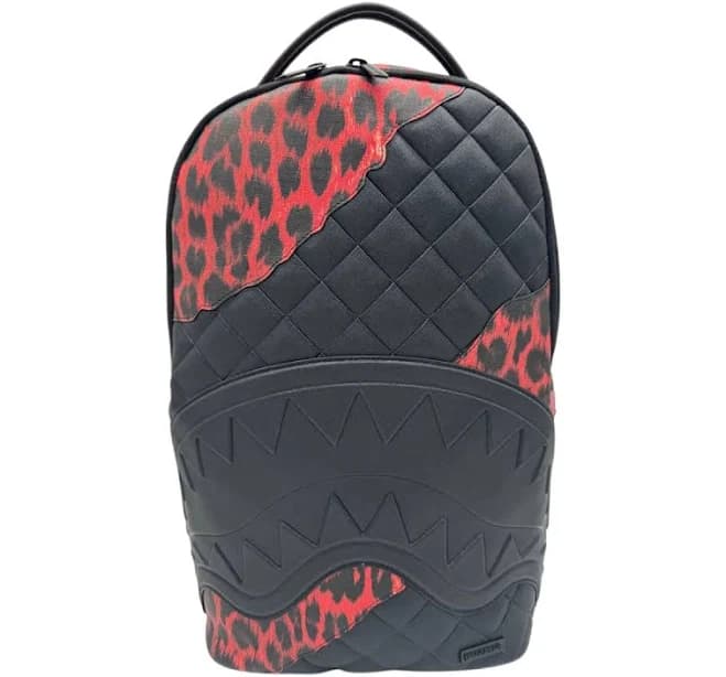 Sprayground Unisex Red Leopard Puffer DLX Backpack