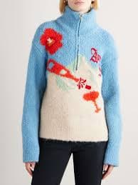 WE NORWEGIANS + Markarian embroidered bouclé half-zip sweater | NET-A-PORTER