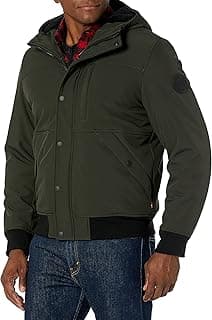 Men's Soft Shell Sherpa Lined Hooded Bomber Jacket