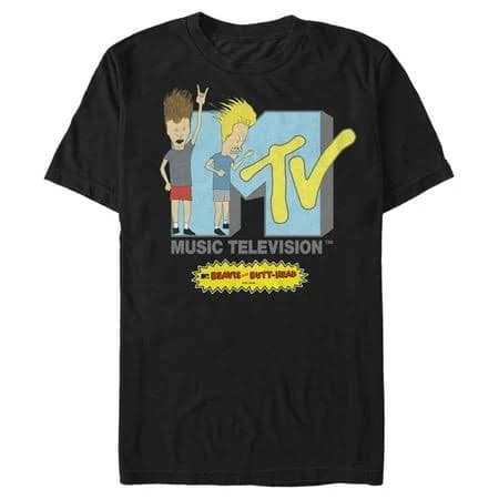 Fifth Sun Men's Beavis and Butt-Head Rock Logo Short Sleeve T-Shirt