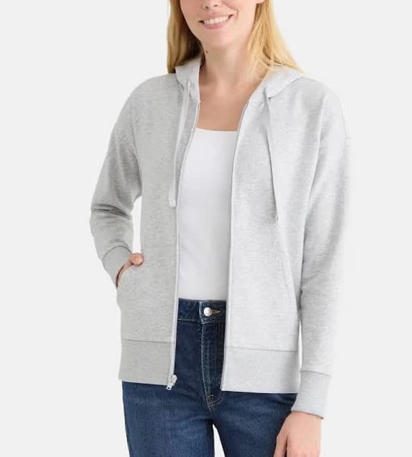 Time And Tru Women's And Women's Plus Zip Front Fleece Hoodie Jacket