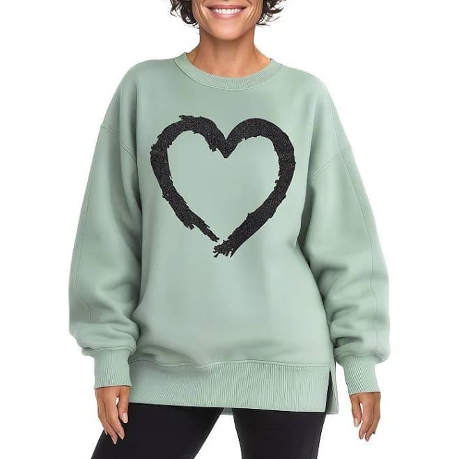 Paintbrush Stroke Heart Sparkle Oversized Fleece Sweatshirt