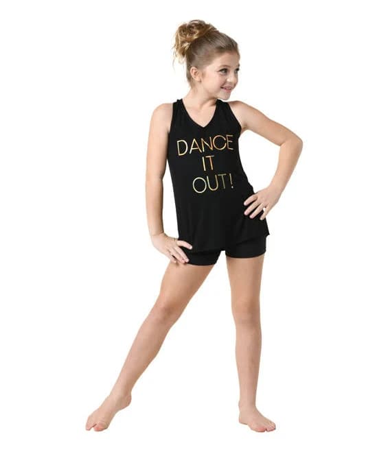 Danznmotion Girls' Dance It Out Hip Length Tank Top