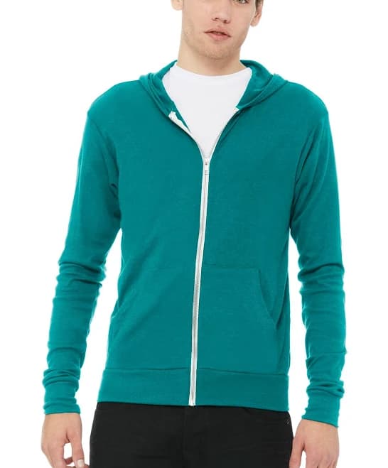 Bella + Canvas Unisex Triblend Full-Zip Lightweight Hoodie