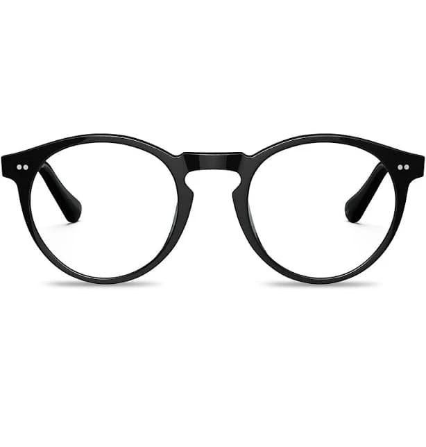 IGIOO Black Italian Acetate Eyeglasses Lightweight Full-Rim Silver Rivets