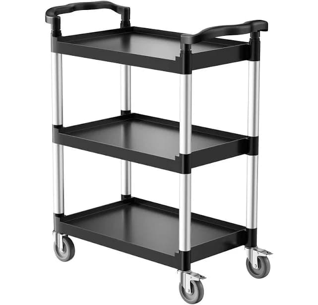 VEVOR Utility Cart 300 lbs Load Capacity 3-Tier Utility Plastic Cart with 360° Swivel