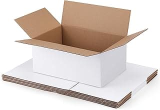 Shipping Boxes 10x7x5 Set of 6, White Corrugated Cardboard Box for Mailing Business Packaging