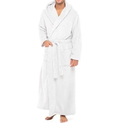 Alexander Del Rossa Men's Plush Fleece Hooded Bathrobe