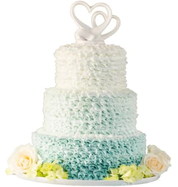 Blue Ruffle Wedding Cake