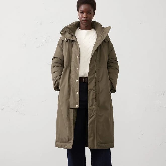 Women's Long Puffer Coat Olive Regular Size XL