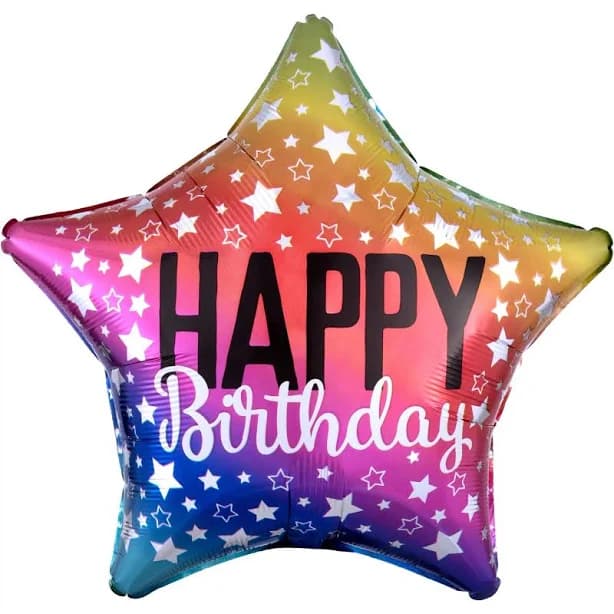 Rainbow Star Happy Birthday Foil Balloon