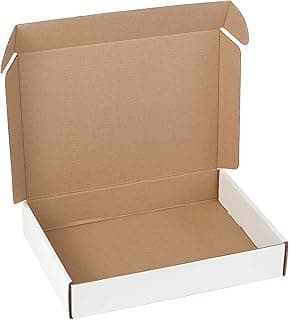 11"x8"x2" Shipping Boxes Set of 1, White Corrugated Cardboard Box Literature Mailer