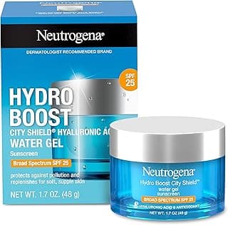 Neutrogena Hydro Boost City Shield Water Gel Face Moisturizer with Broad Spectrum SPF 25, Hydrating Facial Sunscreen with Hyaluronic Acid, Oil-Free and Non-Comedogenic Face Lotion, 1.7 oz