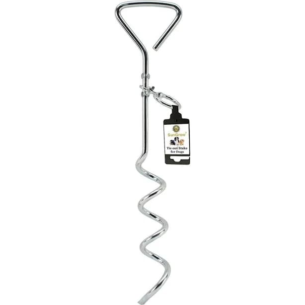 SunGrow Heavy-Duty Steel Dog Tie-Out Cable and Stake