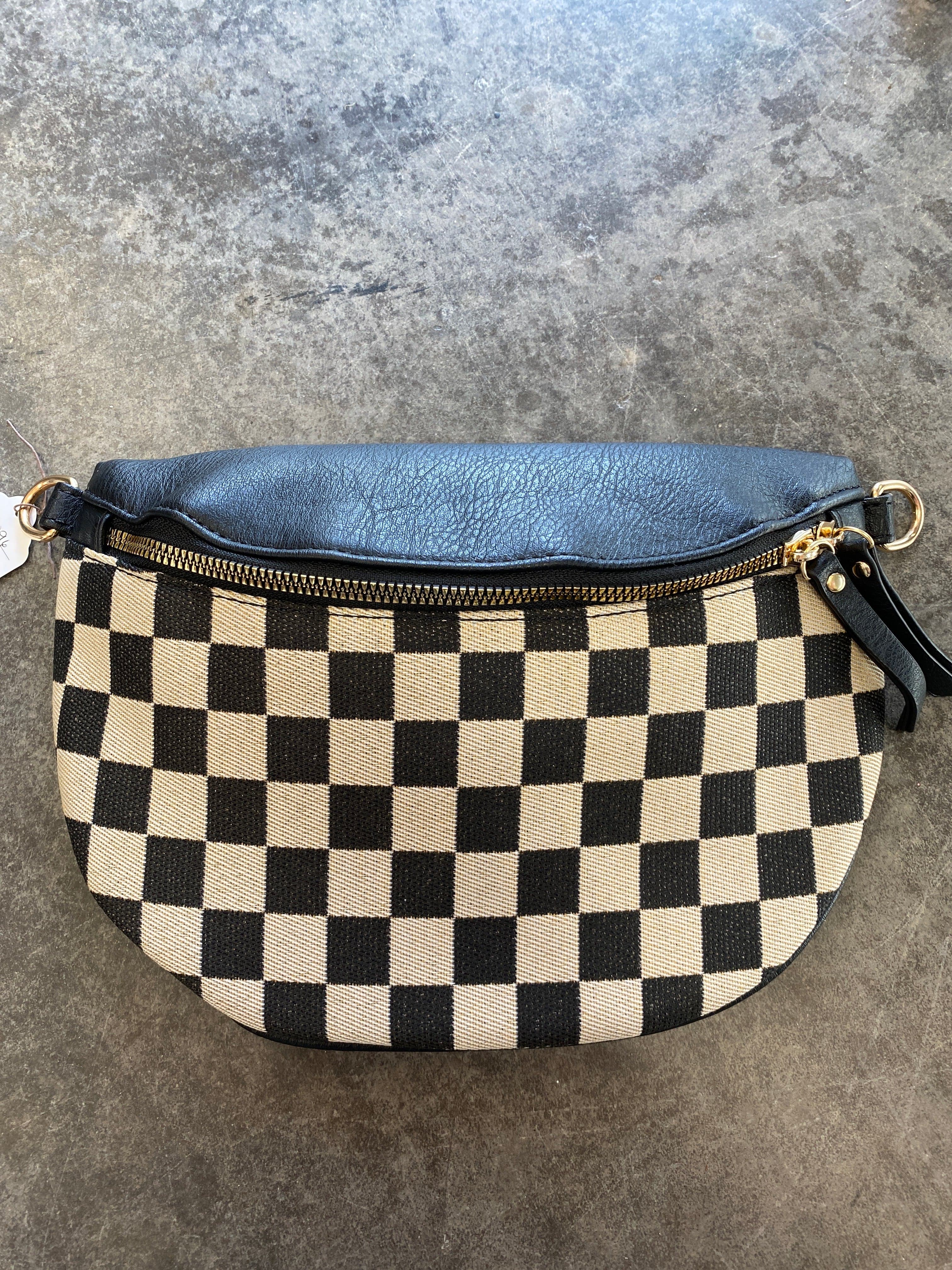Black and White Checkered Fanny Pack